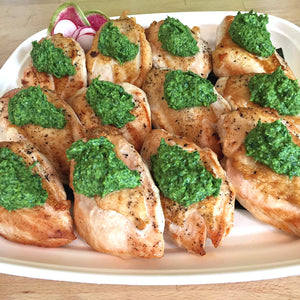 Roasted Chicken with Garlic and Herb Pistou